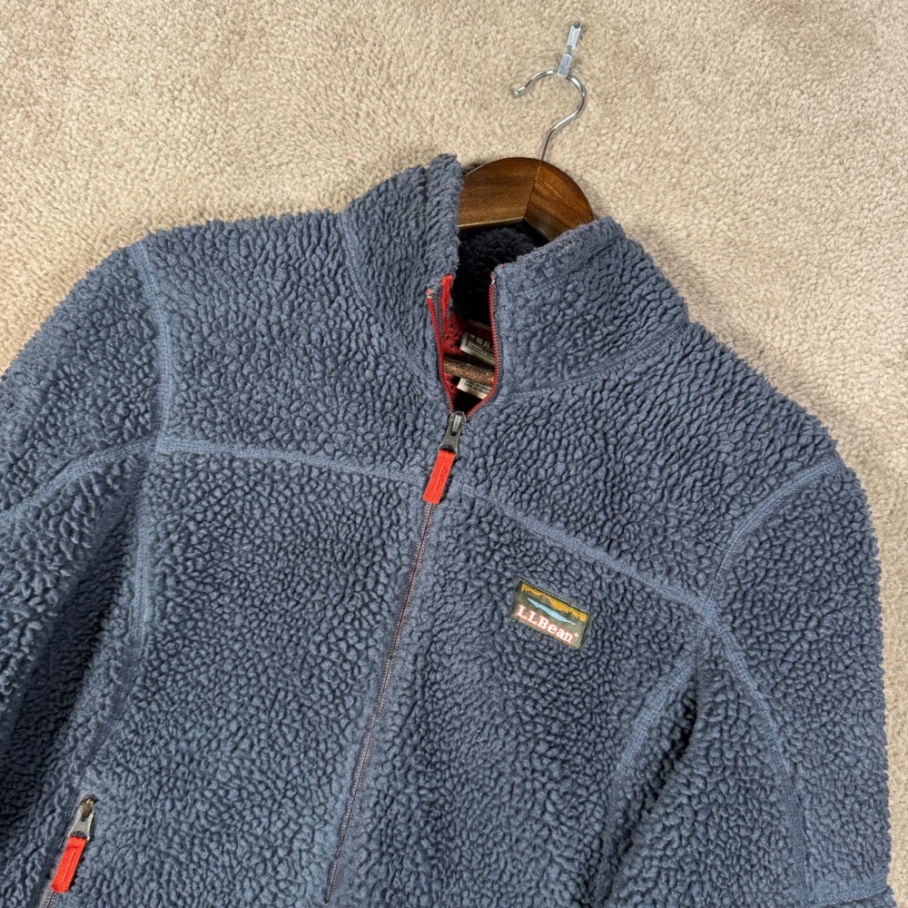 L.L. Bean Fleece Jacket Womens Medium Gray Katahdin Iron Works Sherpa Full Zip